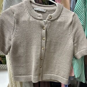 Abercrombie & Fitch Tan Short Sleeve Cardigan